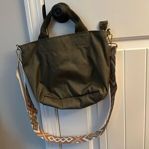 Canvelle Cross Body Tote, small and olive color